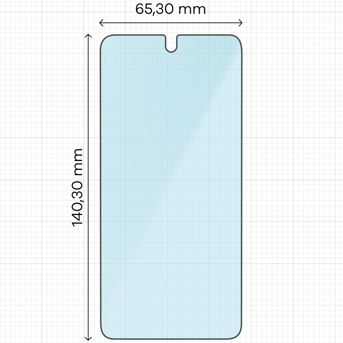 Miarka z wymiarami szkła hartowanego Bizon Smart Glass do Samsung Galaxy S22