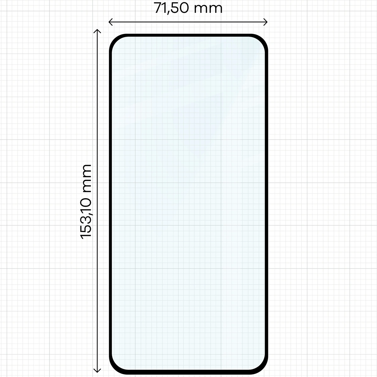 Wymiary szkła Bizon Glass Edge Duo do Samsung Galaxy S23 FE