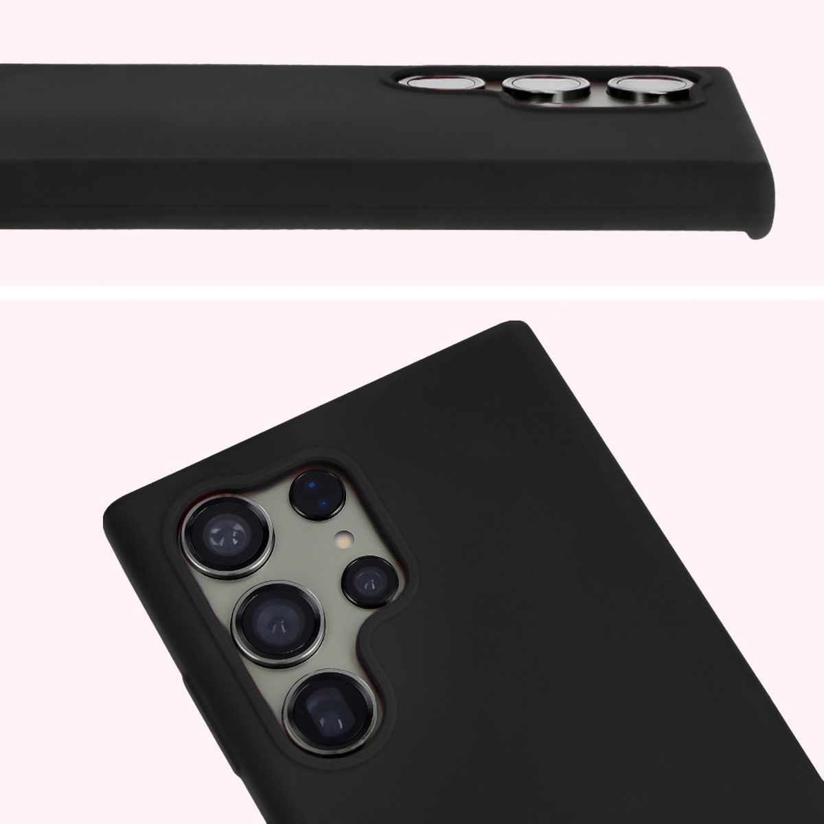 Detaliu despre decupajul pentru obiective în husa Bizon Soft Case