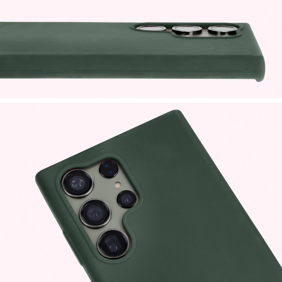 Prim-plan pe decupajul pentru obiective în husa Bizon Soft Case