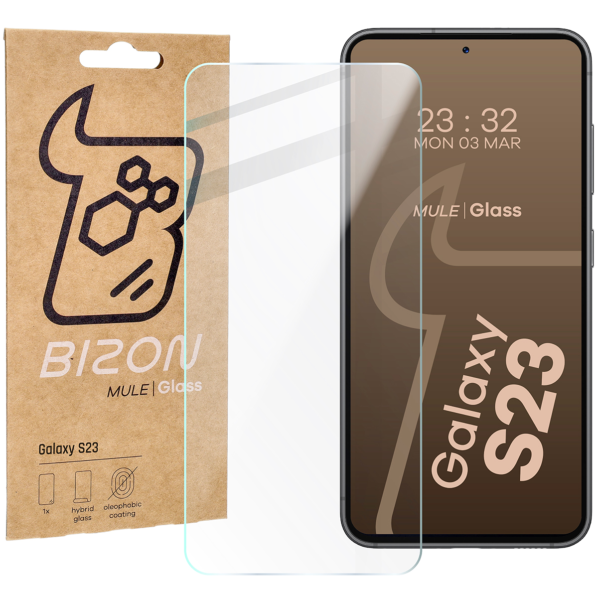 Szkło hybrydowe na ekran Bizon Glass Mule do Galaxy S23