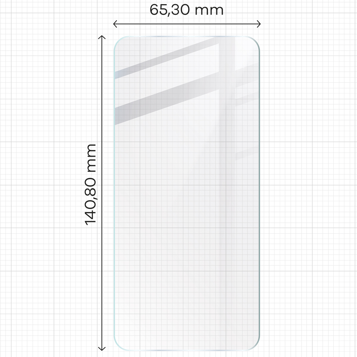 Miarka z wymiarami szkła hybrydowego Bizon Glass Mule