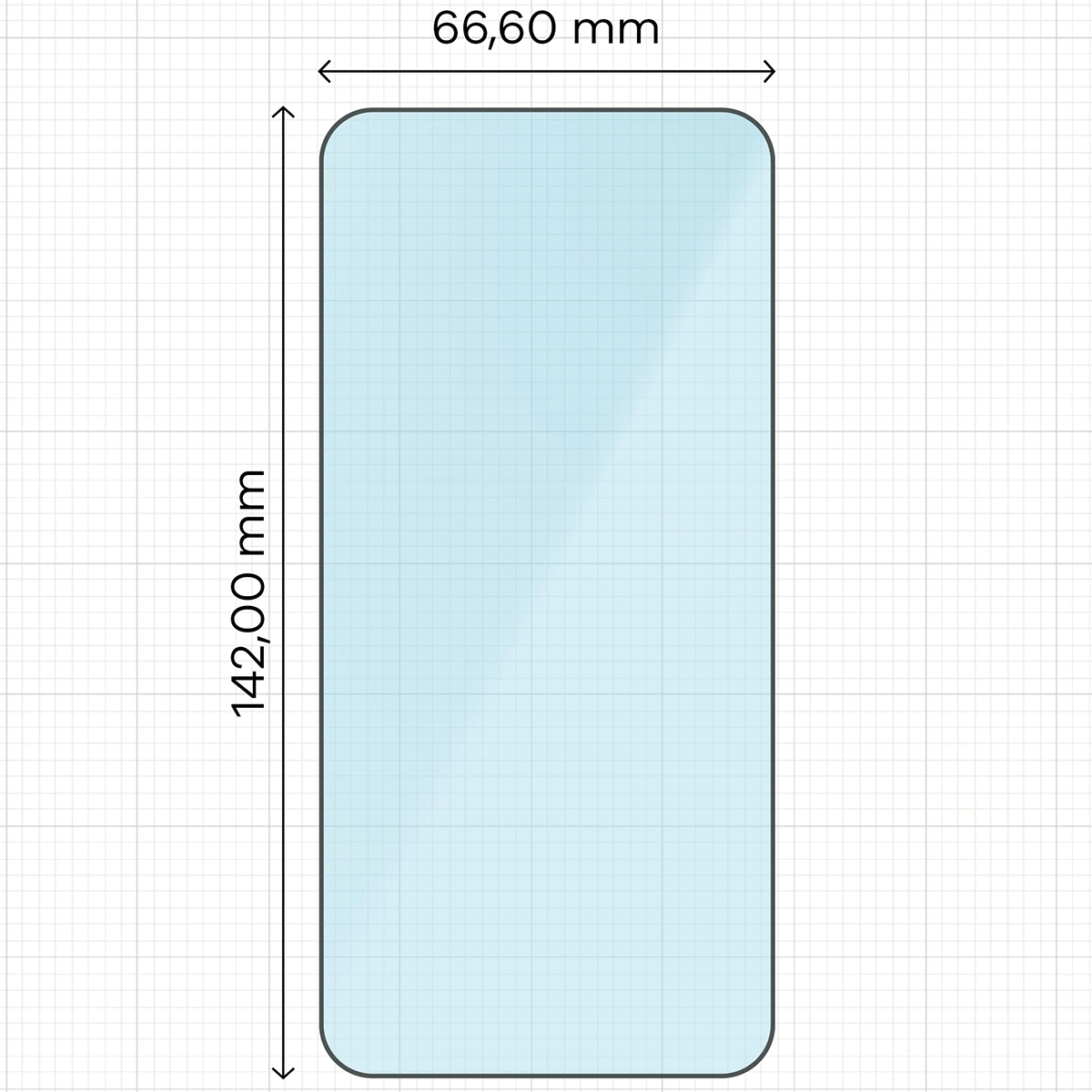 Miarka z wymiarami szkła hartowanego Bizon Smart Glass do Samsung Galaxy S23