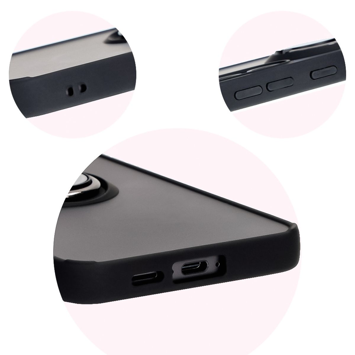 Decupaje precise, capace integrate și decupaj pentru cordon în husa Bizon Case Hybrid Ring