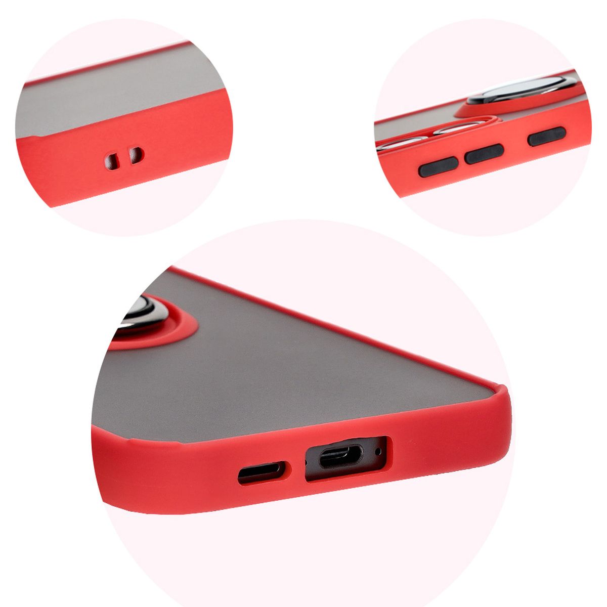 Decupaje precise, capace integrate și decupaj pentru lanyard în carcasa Bizon Case Hybrid Ring