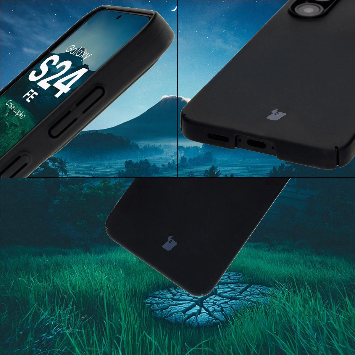Protecții integrate pentru butoane, decupaje și material dur al etui-ului Bizon Case Łupka pentru Samsung Galaxy S24 FE