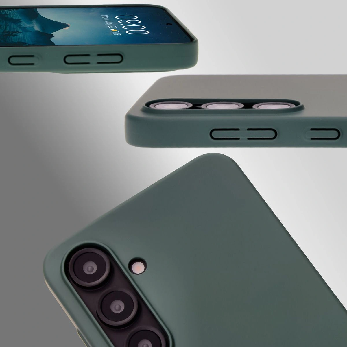 Pełne wycięcie i podwyższone krawędzie aparatu i ekranu w etui Bizon Case Łupka do Samsung Galaxy S24 FE