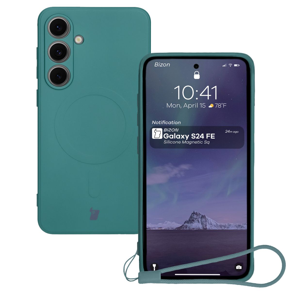 Husă cu inel magnetic Bizon Case Silicone Magnetic Sq pentru Samsung Galaxy S24 FE