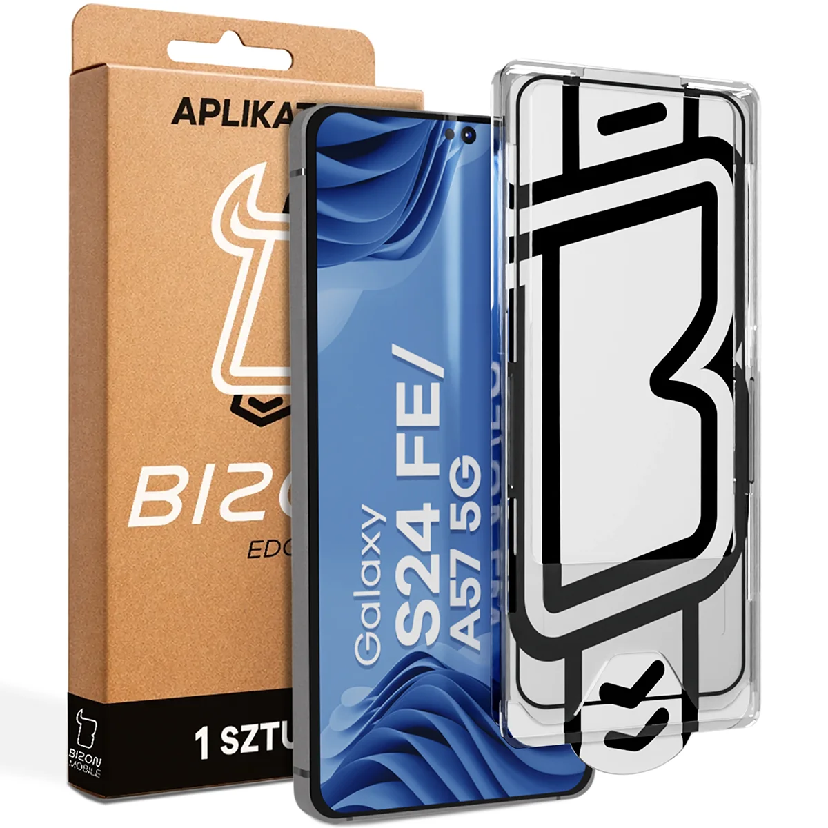 Szkło z aplikatorem Bizon Glass Aplikator Edge dla Samsung Galaxy S24 FE / Samsung Galaxy A57 5G