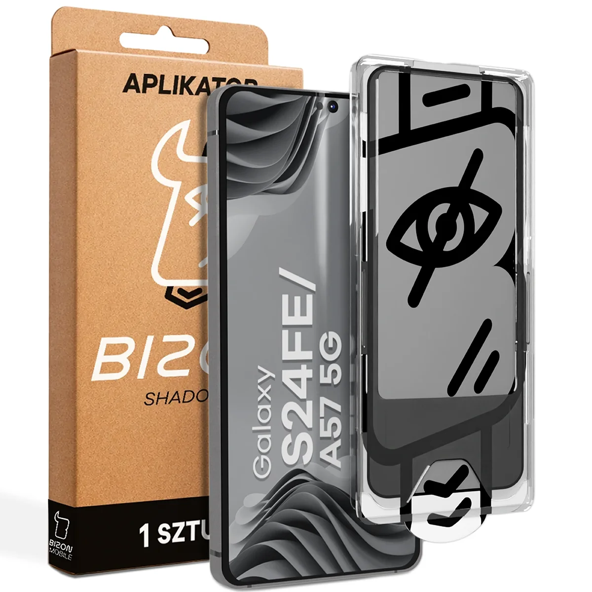 Privacy glass with applicator Bizon Glass Applicator Shadow for Samsung Galaxy S24 FE / Samsung Galaxy A57 5G