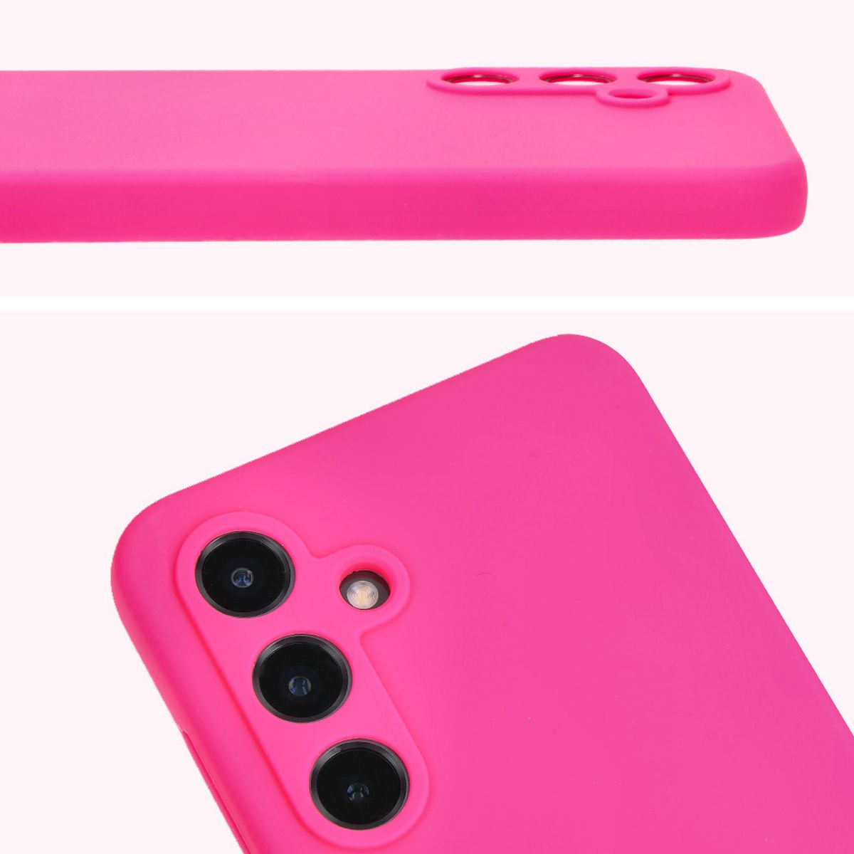 Prim-plan cu decupajele pentru lentile în carcasa Bizon Soft Case