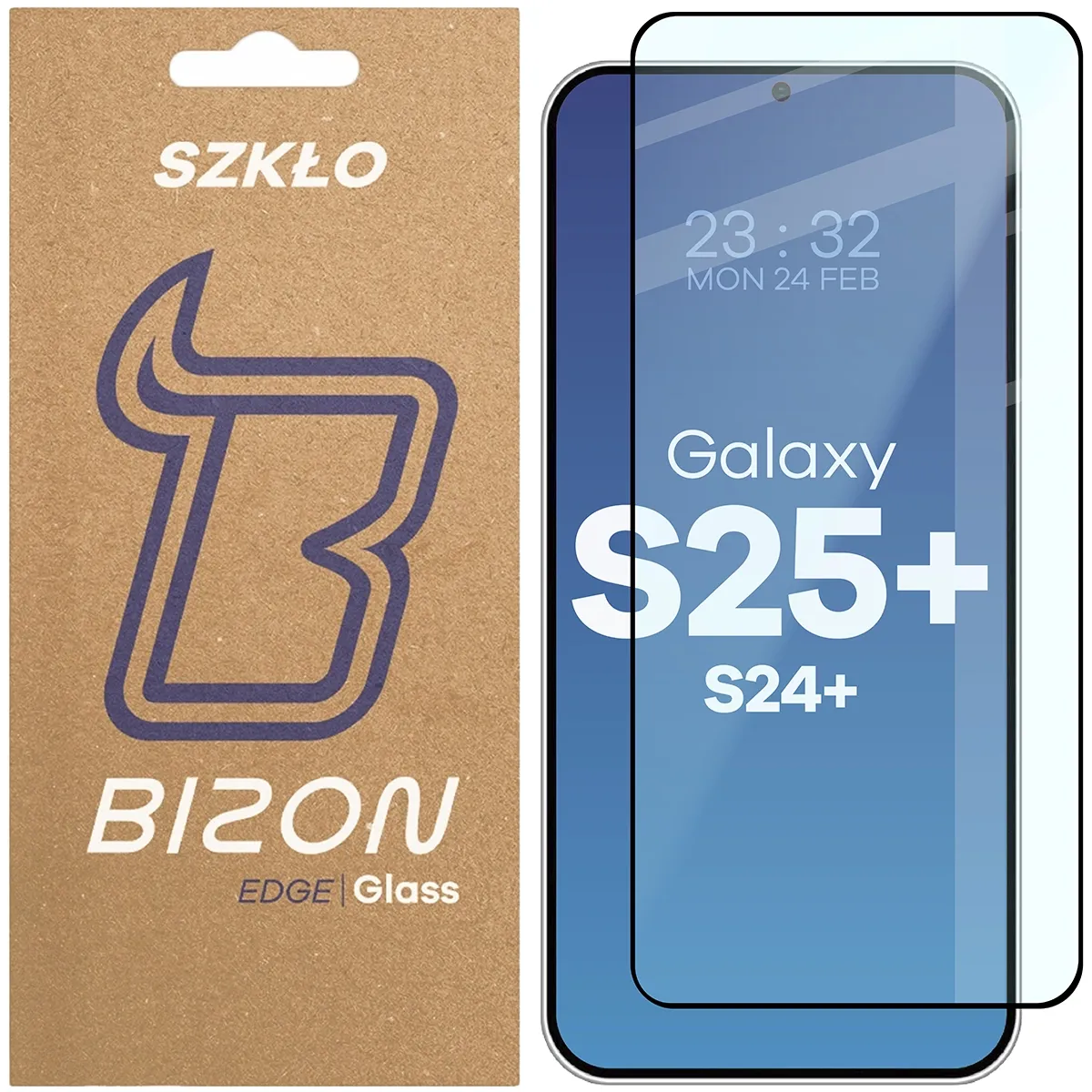 Szkło hartowane Bizon Glass Edge 2 do Samsung Galaxy S25 Plus / S24 Plus, czarna ramka