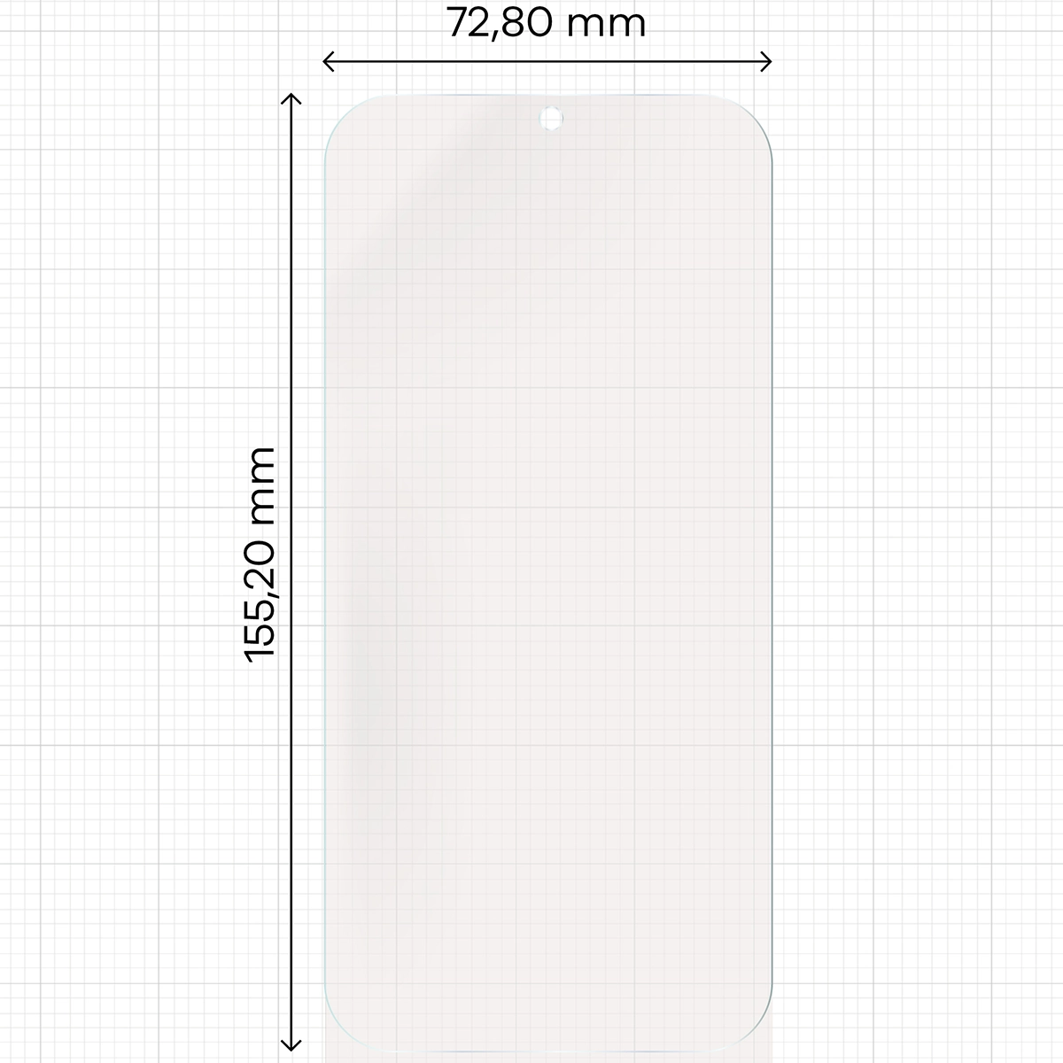 Miarka z wymiarami folii matowej Bizon Glass Film Sun do Samsung Galaxy S24 Plus