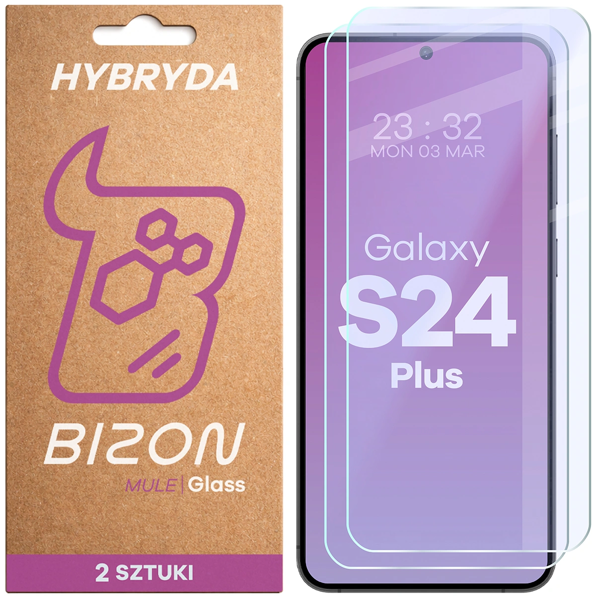 Elastyczne szkło hybrydowe Bizon Glass Mule Duo do Samsung Galaxy S24 Plus, 2 sztuki