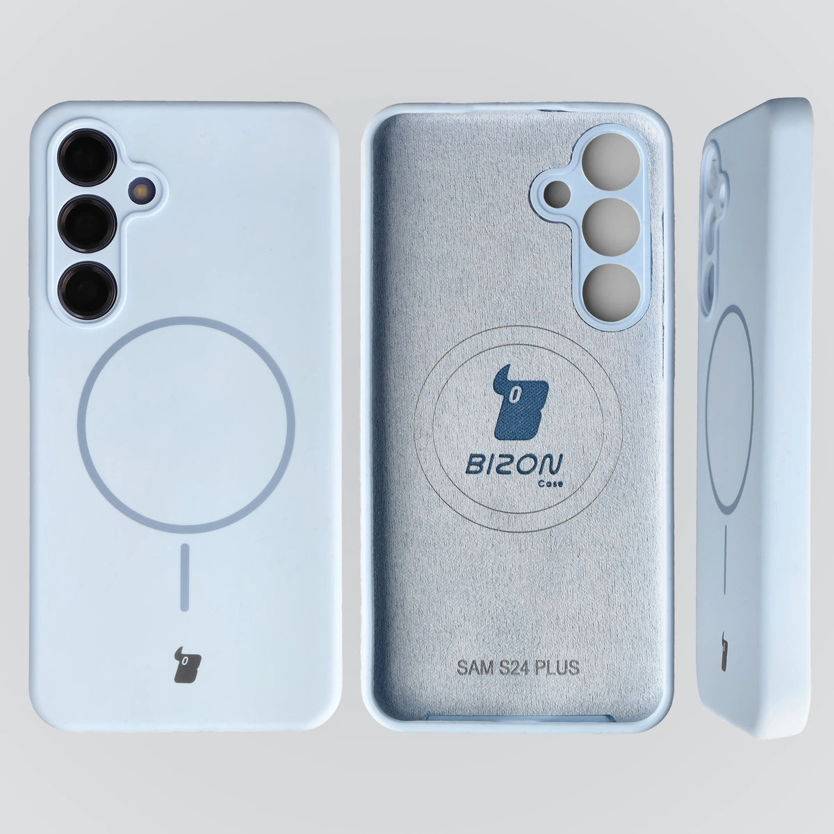 Konstrukcja etui Bizon Soft Case Magnetic: silikon, mikrofibra i zintegrowane osłony do Samsung Galaxy S24 Plus