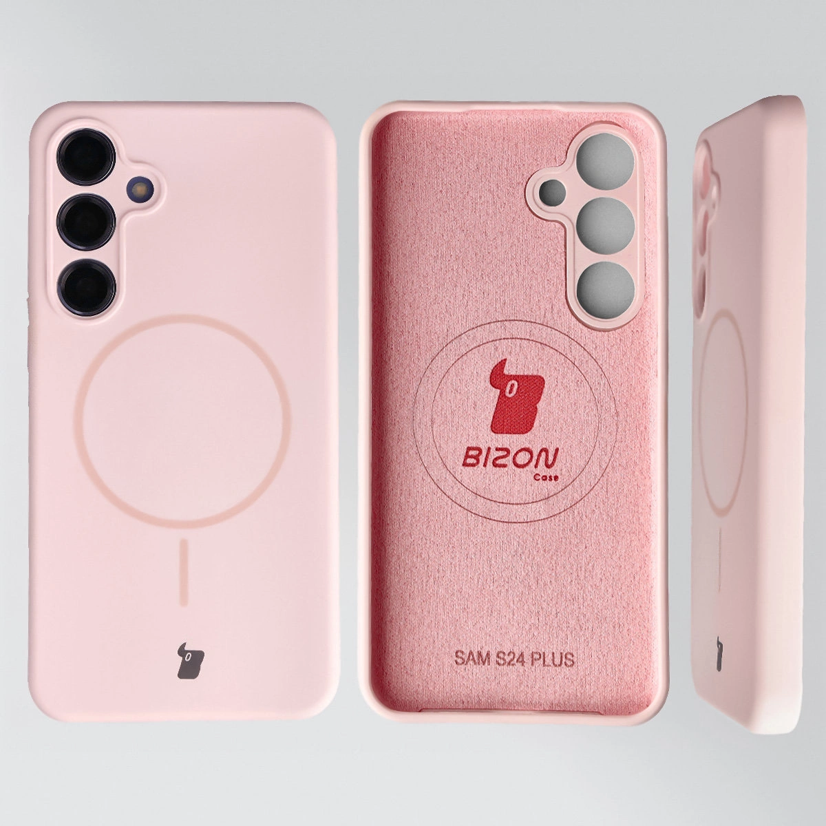 Konstrukcja etui Bizon Soft Case Magnetic: silikon, mikrofibra i zintegrowane osłony do Samsung Galaxy S24 Plus