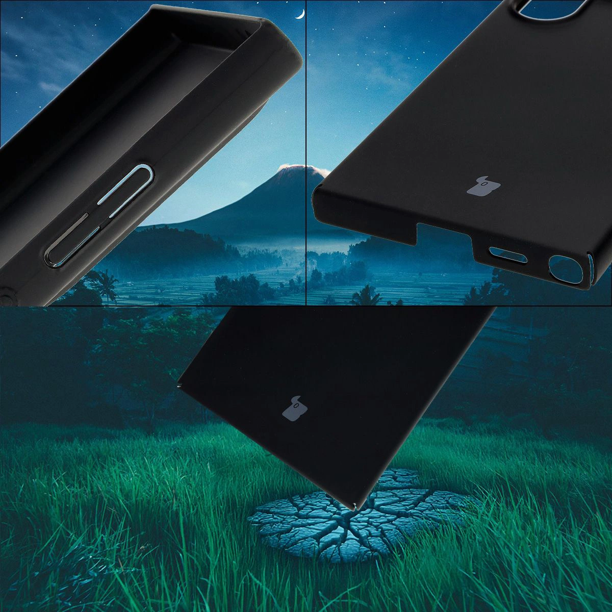 Integrált gombvédők, kivágások és a Bizon Case Łupka kemény anyaga a Samsung Galaxy S24 Ultra számára