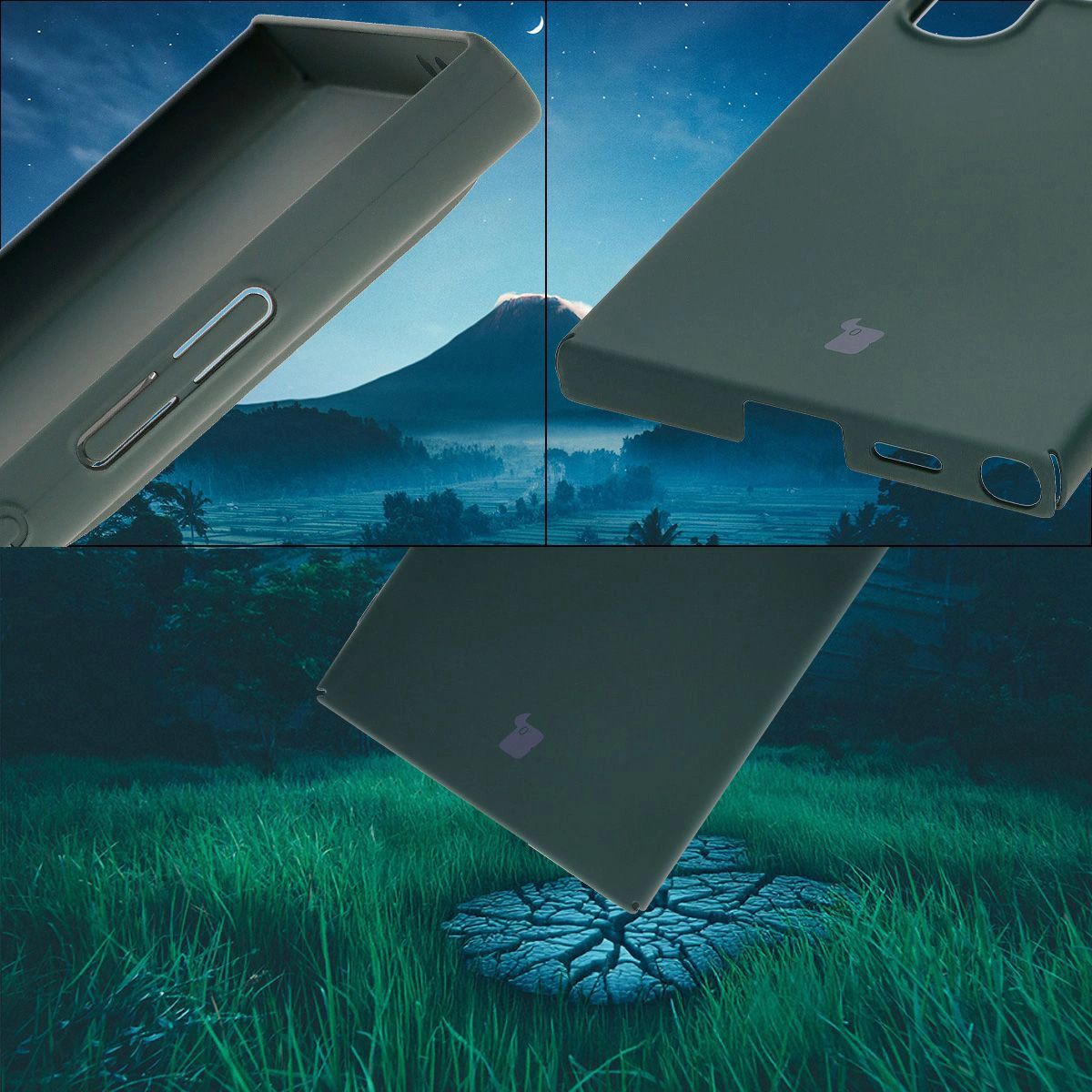 Integrierte Abdeckungen für Tasten, Ausschnitte und das harte Material des Bizon Case Łupka für Samsung Galaxy S24 Ultra