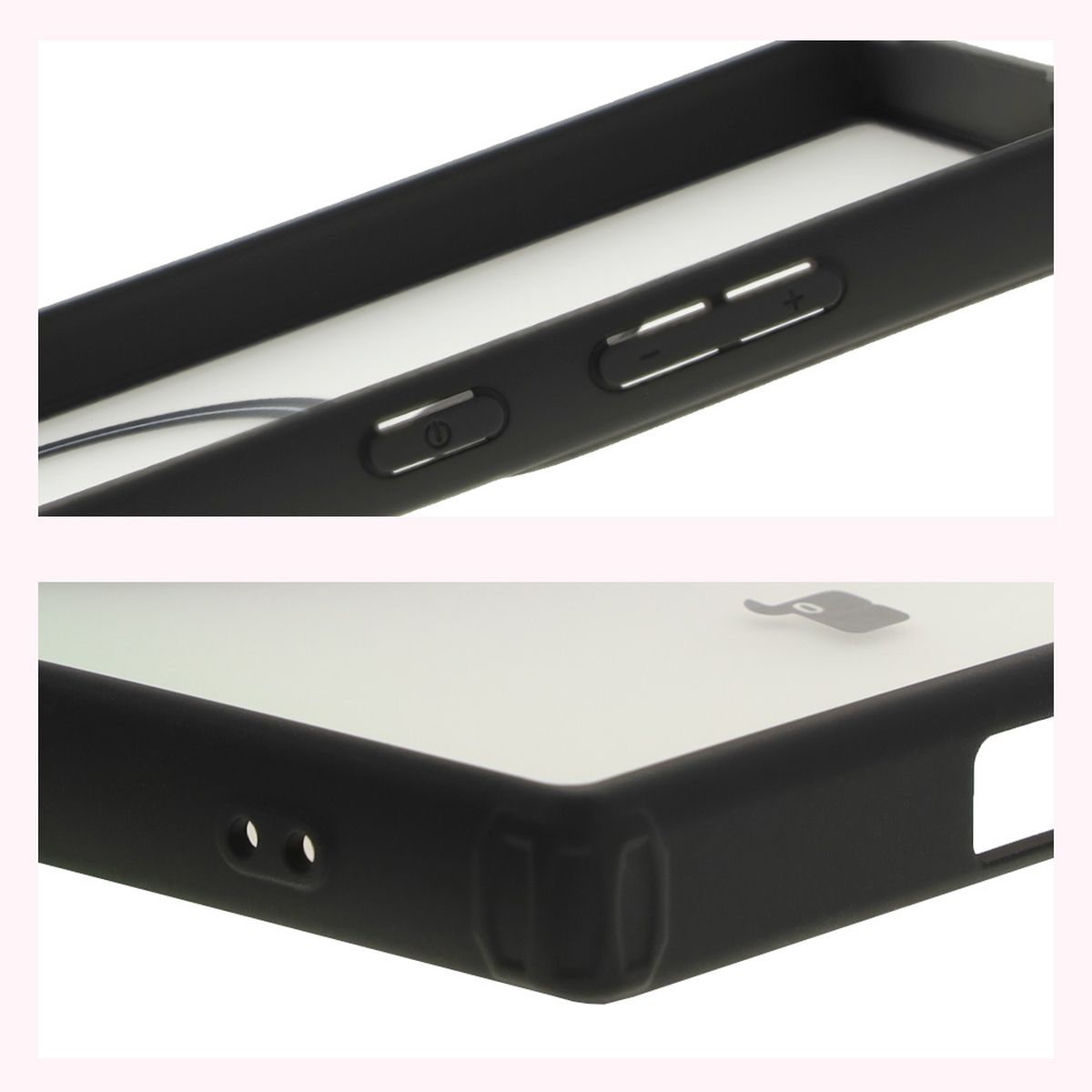 Reinforced corners and raised screen edges in Bizon Case MatteO