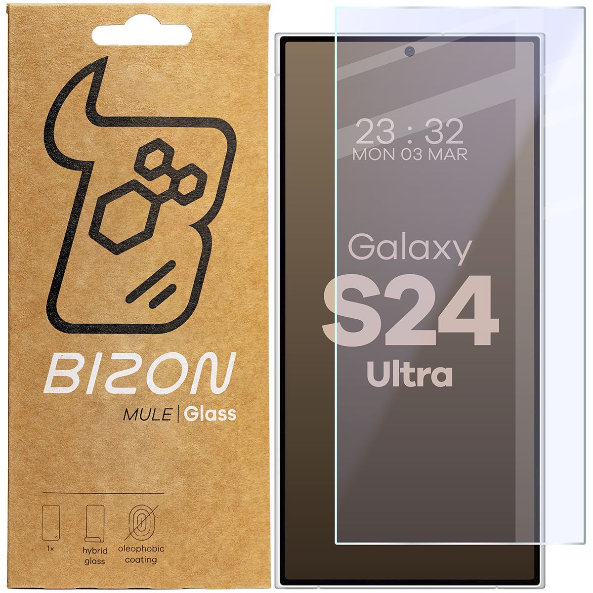 Szkło hybrydowe na ekran Bizon Glass Mule do Galaxy S24 Ultra