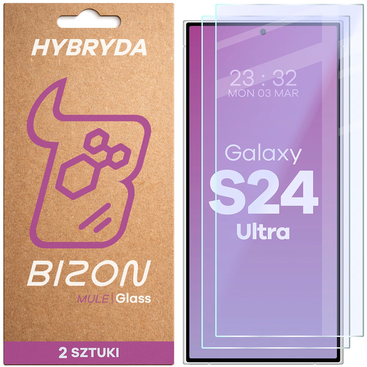 Elastyczne szkło hybrydowe Bizon Glass Mule Duo do Samsung Galaxy S24 Ultra, 2 sztuki