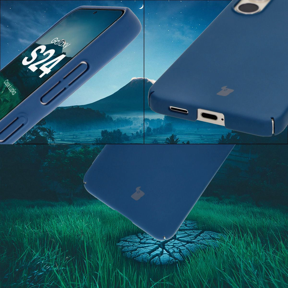 Protecții integrate pentru butoane, decupări și materialul dur al husei Bizon Case Łupka pentru Samsung Galaxy S24