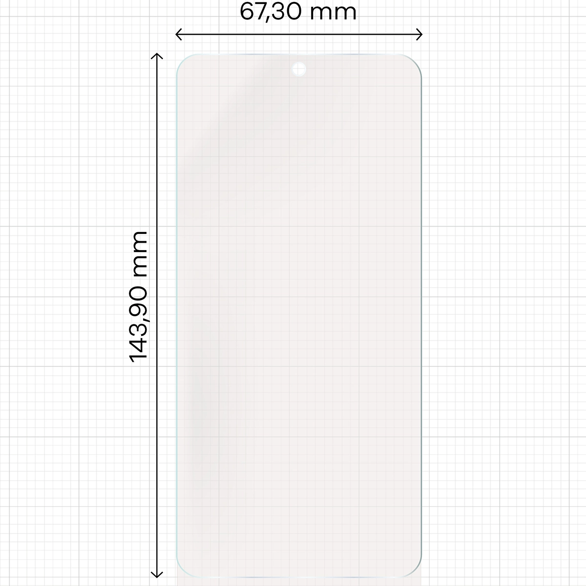 Miarka z wymiarami folii matowej Bizon Glass Film Sun do Samsung Galaxy S24