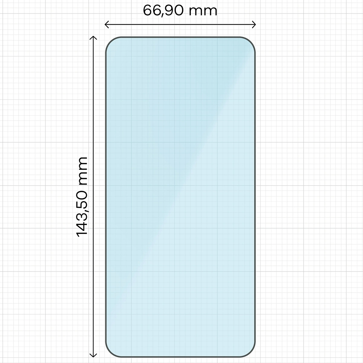 Miarka z wymiarami szkła hartowanego Bizon Smart Glass do Galaxy S25 / S24
