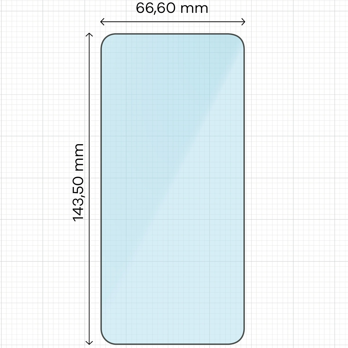 Miarka z wymiarami szkła hartowanego Bizon Smart Glass do Galaxy S24