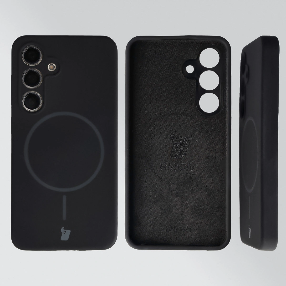 Konstrukcja etui Bizon Soft Case Magnetic: silikon, mikrofibra i zintegrowane osłony do Samsung Galaxy S24