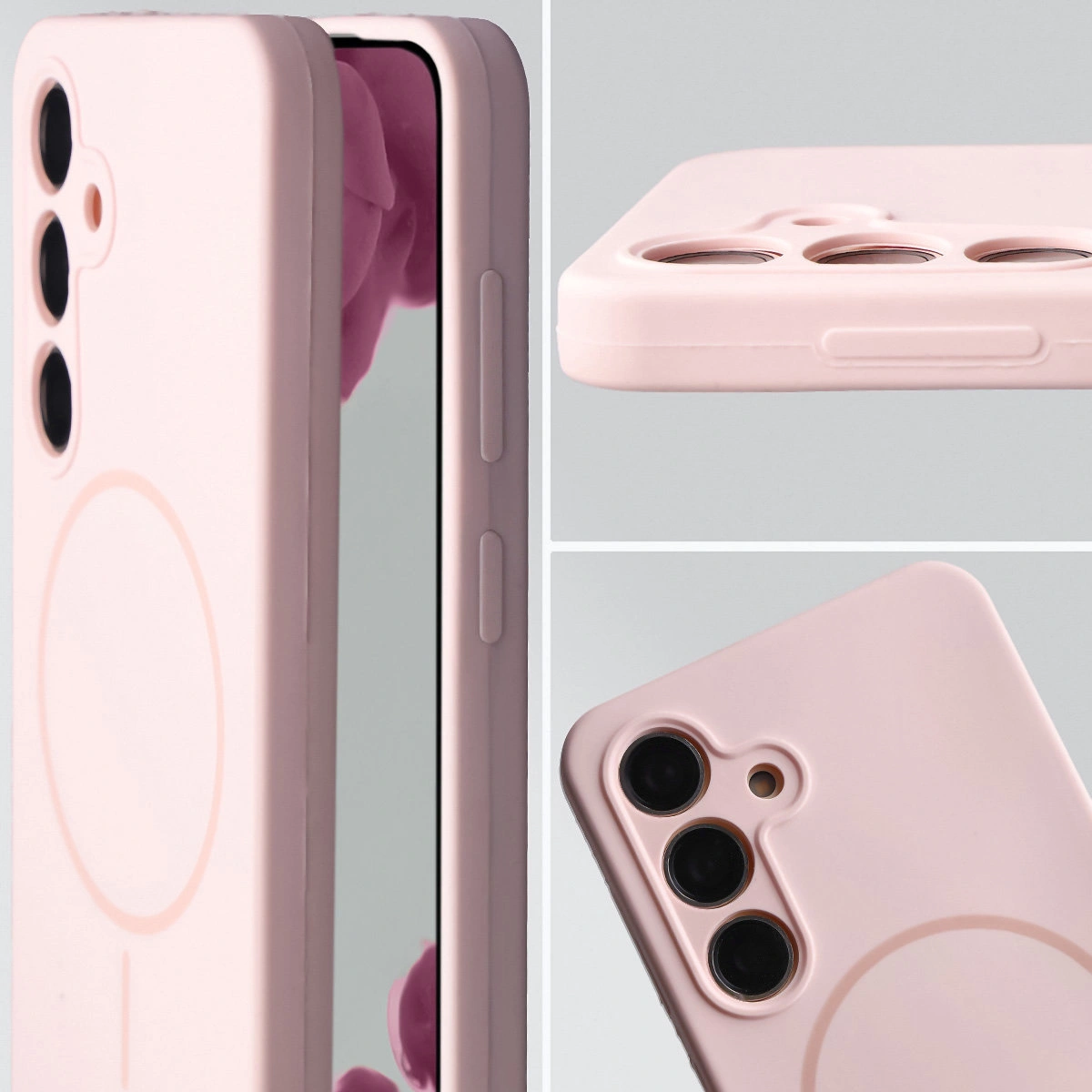 Zbliżenie na wycięcie na obiektywy w etui Bizon Soft Case do Samsung Galaxy S24