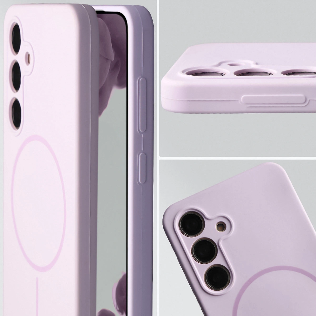 Zbliżenie na wycięcie na obiektywy w etui Bizon Soft Case do Samsung Galaxy S24