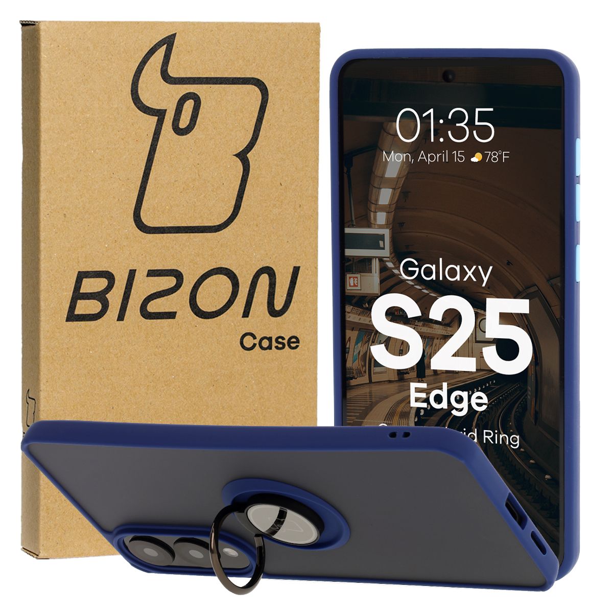 Husa cu suport pentru deget Bizon Case Hybrid Ring pentru Samsung Galaxy S25 Edge