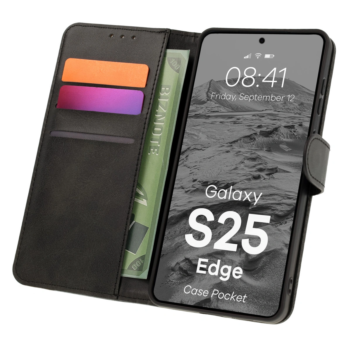 Etui z klapką z miejscem na karty Bizon Case Pocket do Samsung Galaxy S25 Edge
