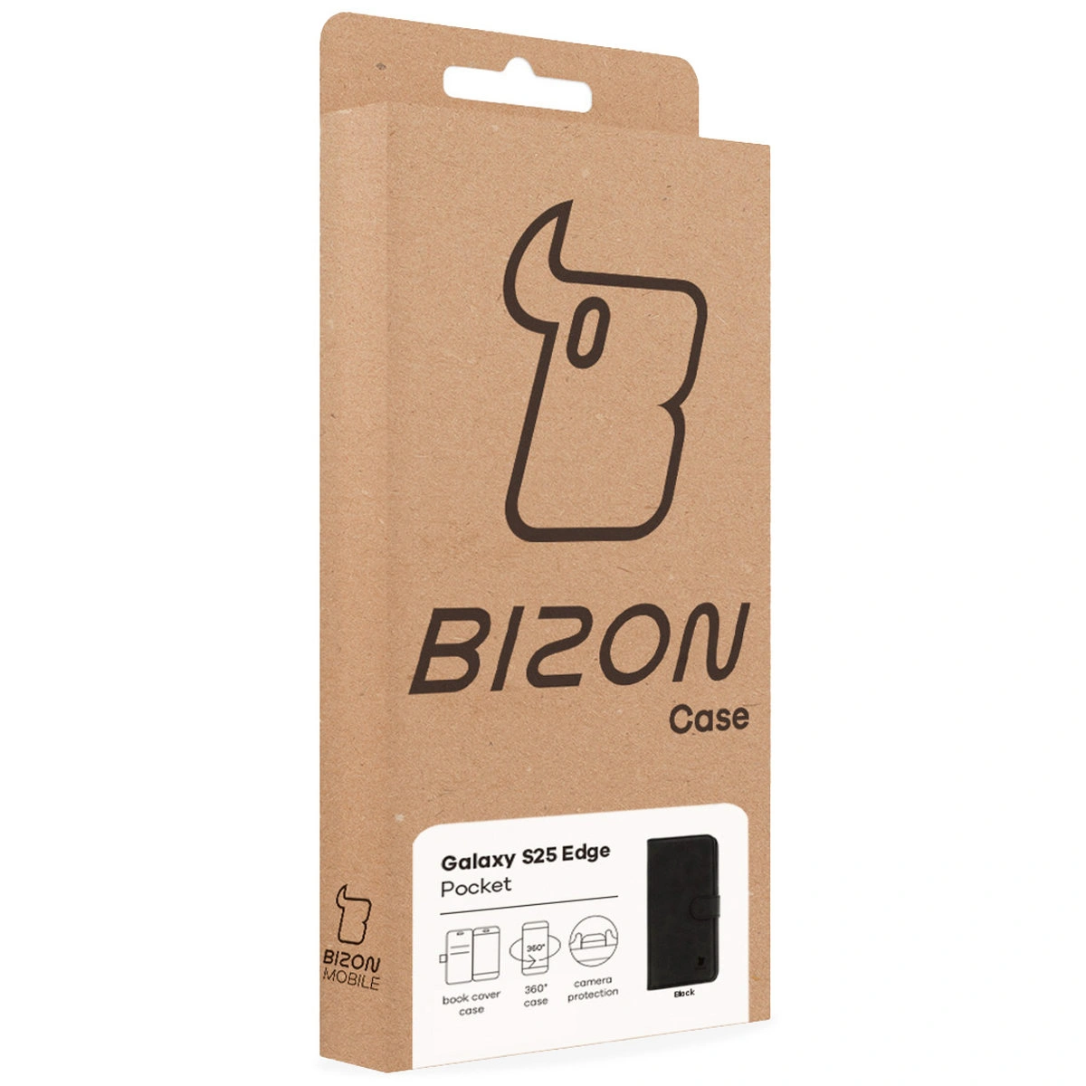 Przód pudełka Bizon Case z dedykowaną etykietą do Samsung Galaxy S25 Edge