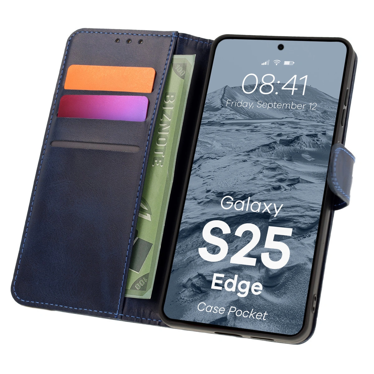Flip case with card slots Bison Case Pocket for Samsung Galaxy S25 Edge