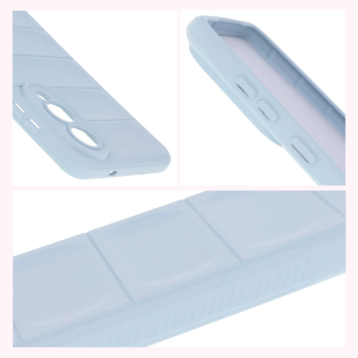 Teksturowane boki i podwyższone krawędzie ekranu i aparatu w etui Bizon Case Tur