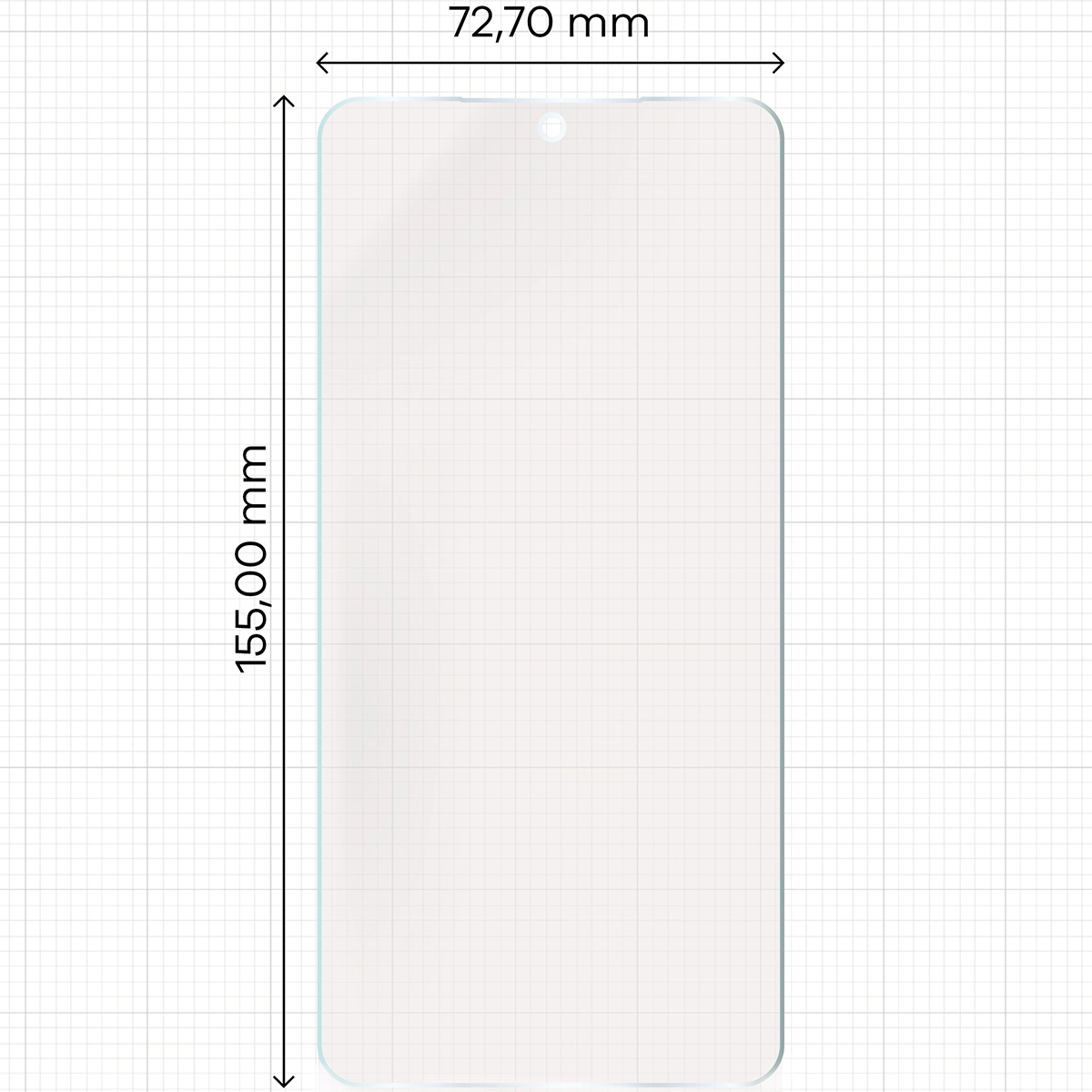Miarka z wymiarami folii matowej Bizon Glass Film Sun do Samsung Galaxy S25 Edge