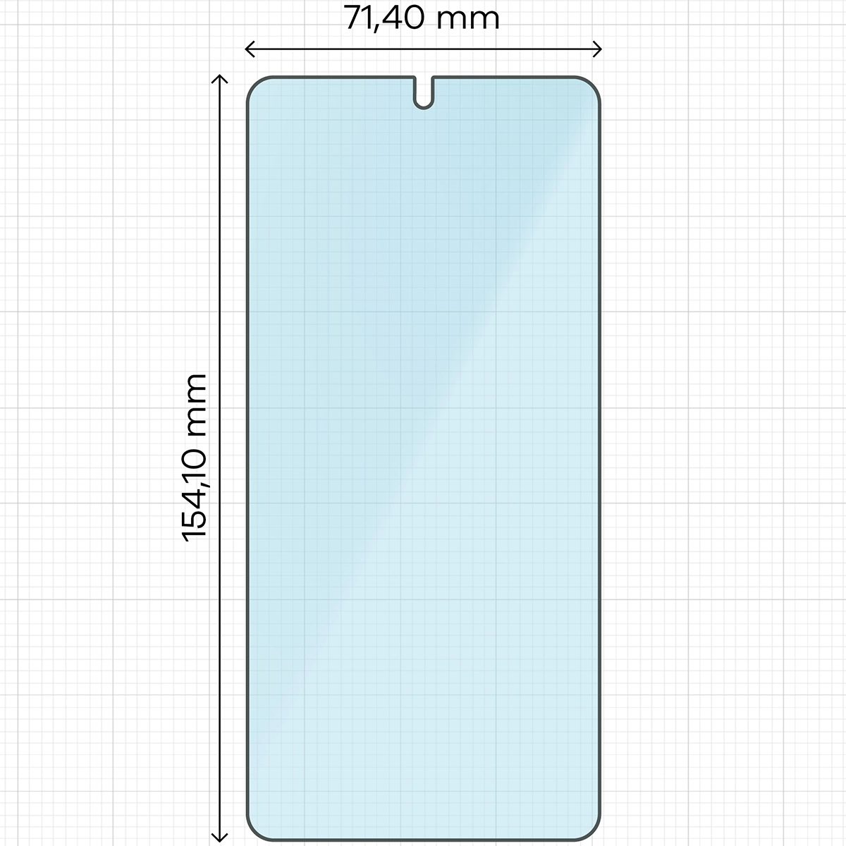 Miarka z wymiarami szkła hartowanego Bizon Smart Glass do Samsung Galaxy S25 Edge