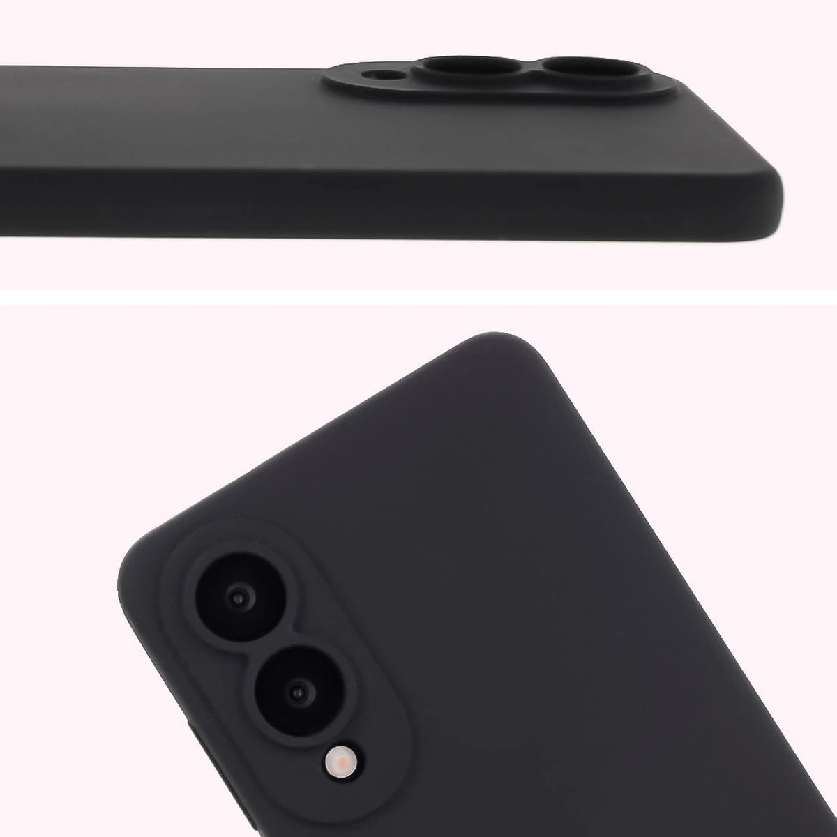 Nahaufnahme der Ausschnitte für die Linsen in der Bizon Soft Case für Samsung Galaxy S25 Edge