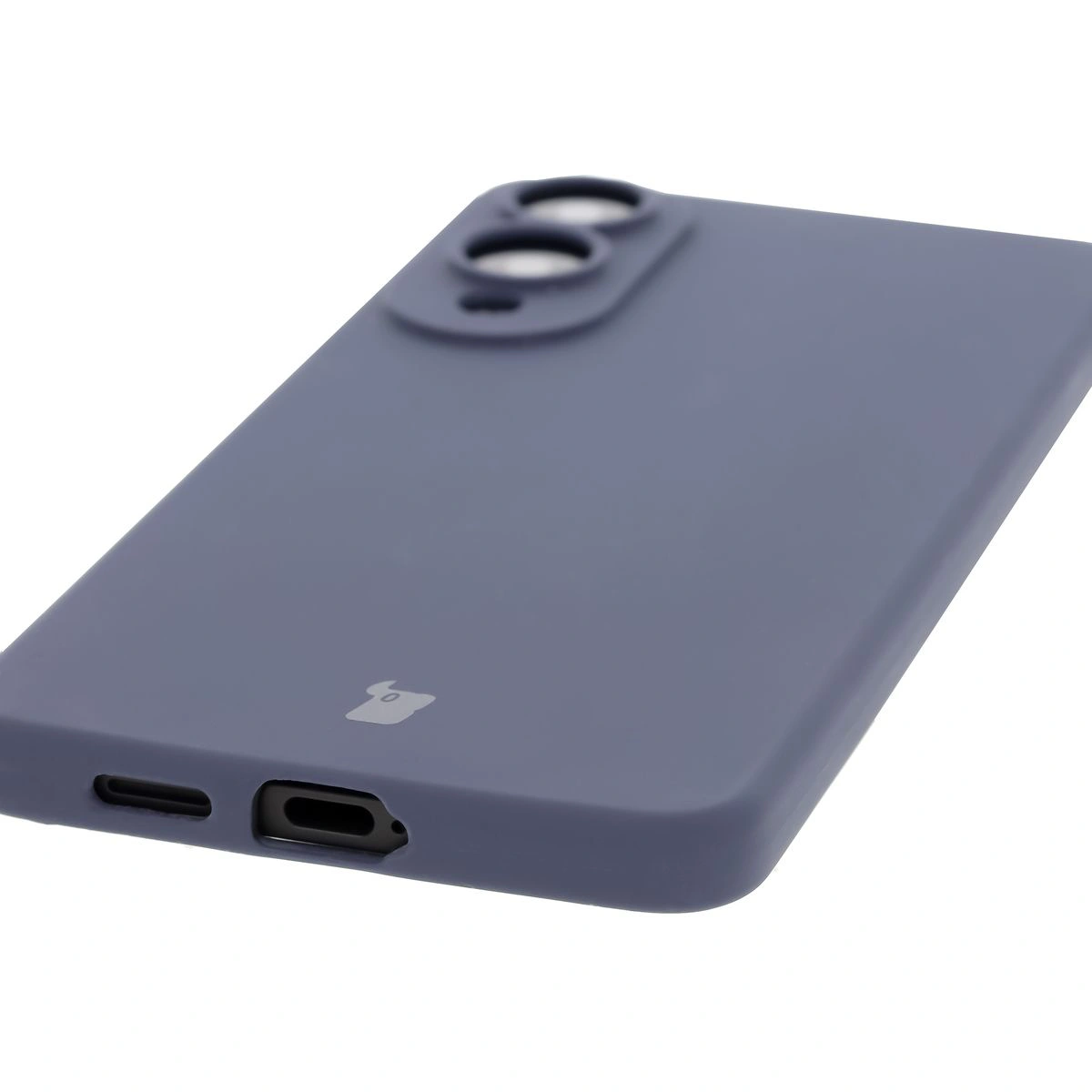 Close-up of precise cutouts and wireless charging capability in Bison Soft Case for Samsung Galaxy S25 Edge