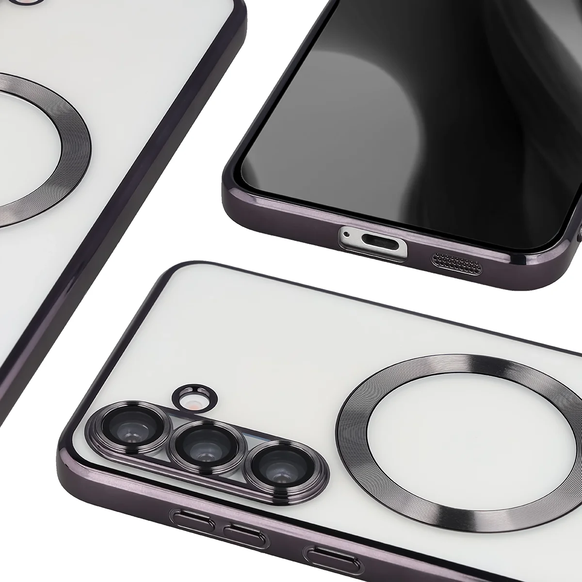 Zbliżenie na wbudowaną ochronę aparatu w Bizon Case GuardO do Samsung Galaxy S25 FE