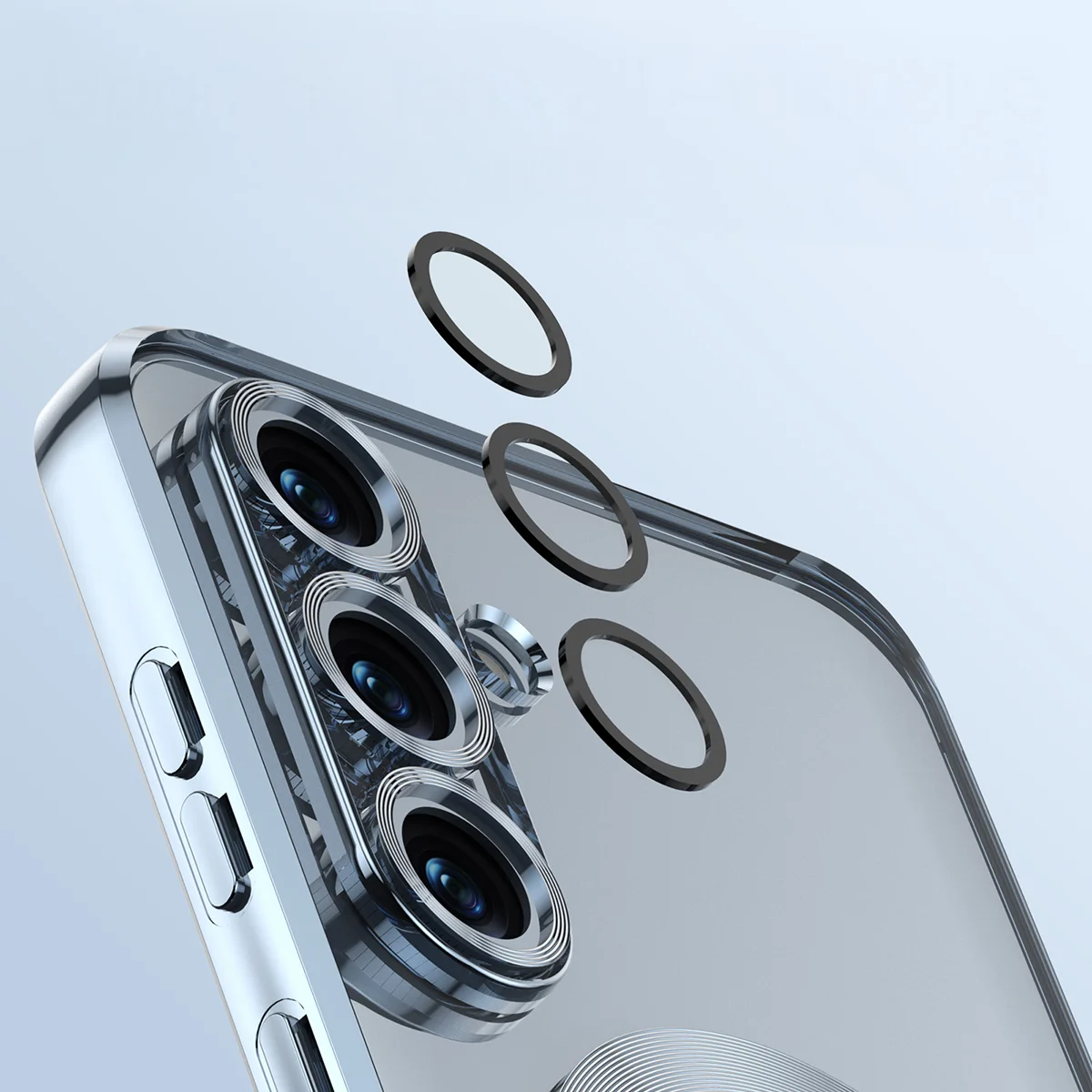 Metaliczna ramka, podniesione krawędzie i zintegrowane osłony w etui Bizon Case GuardO do Samsung Galaxy S25 FE