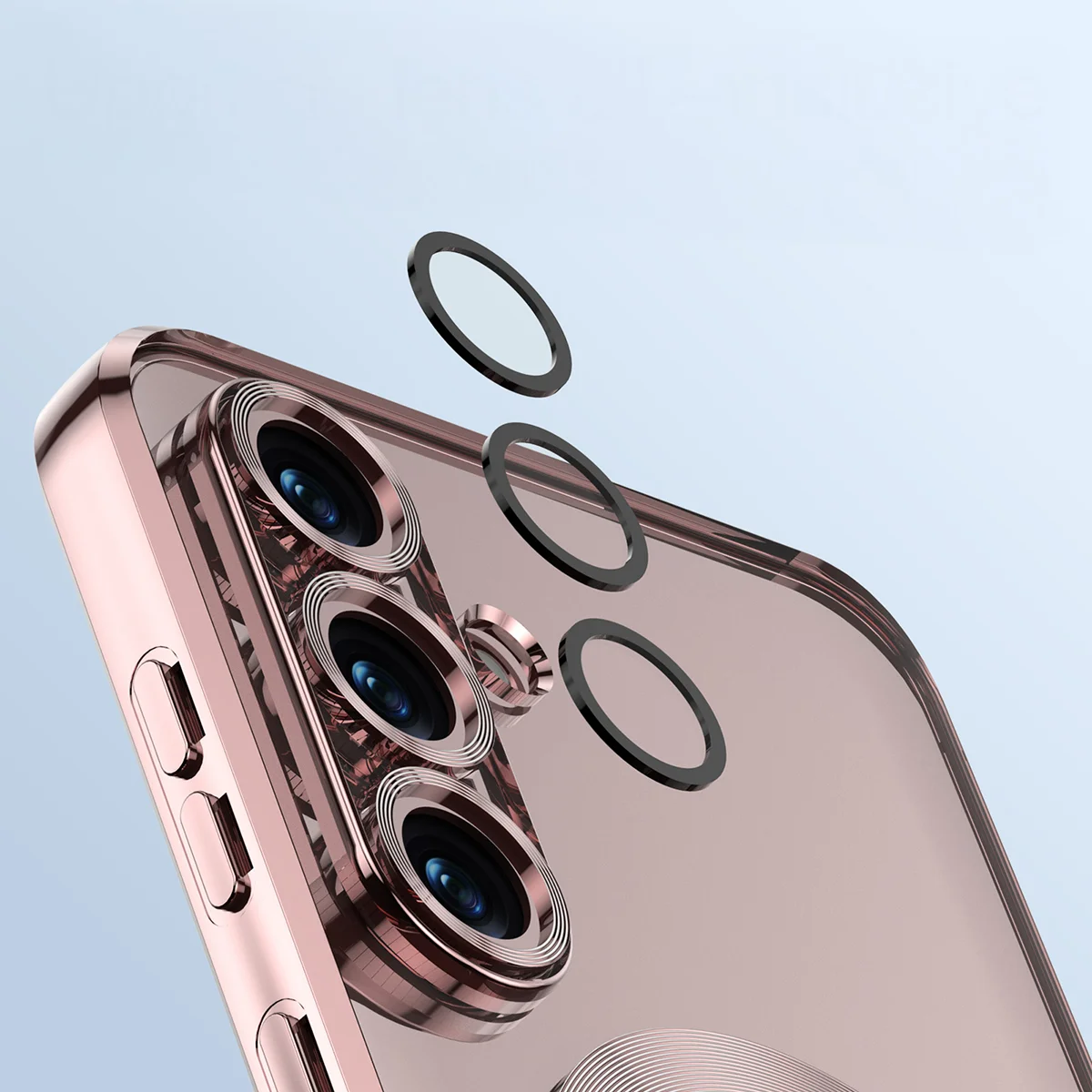 Metaliczna ramka, podniesione krawędzie i zintegrowane osłony w etui Bizon Case GuardO do Samsung Galaxy S25 FE