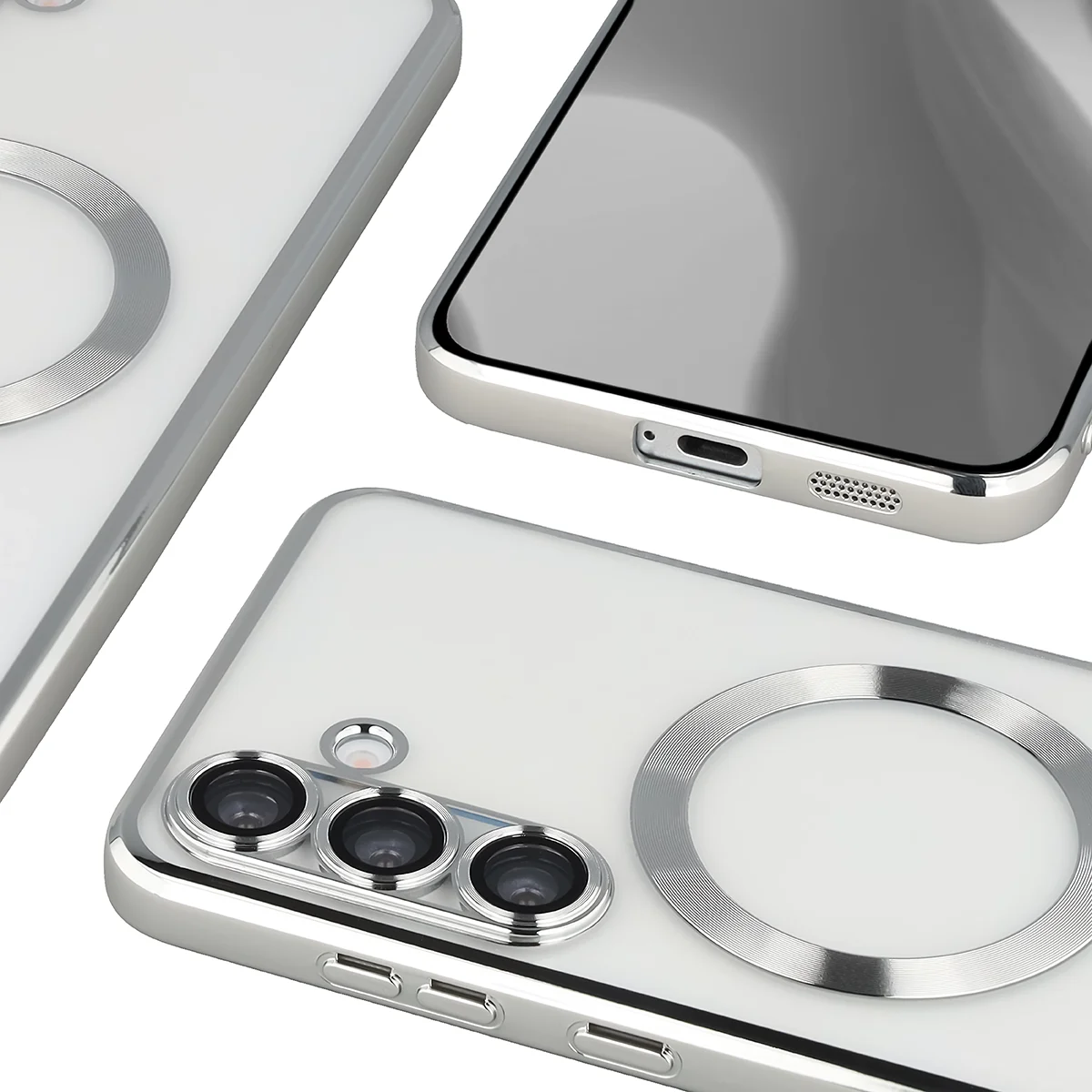 Zbliżenie na wbudowaną ochronę aparatu w Bizon Case GuardO do Samsung Galaxy S25 FE