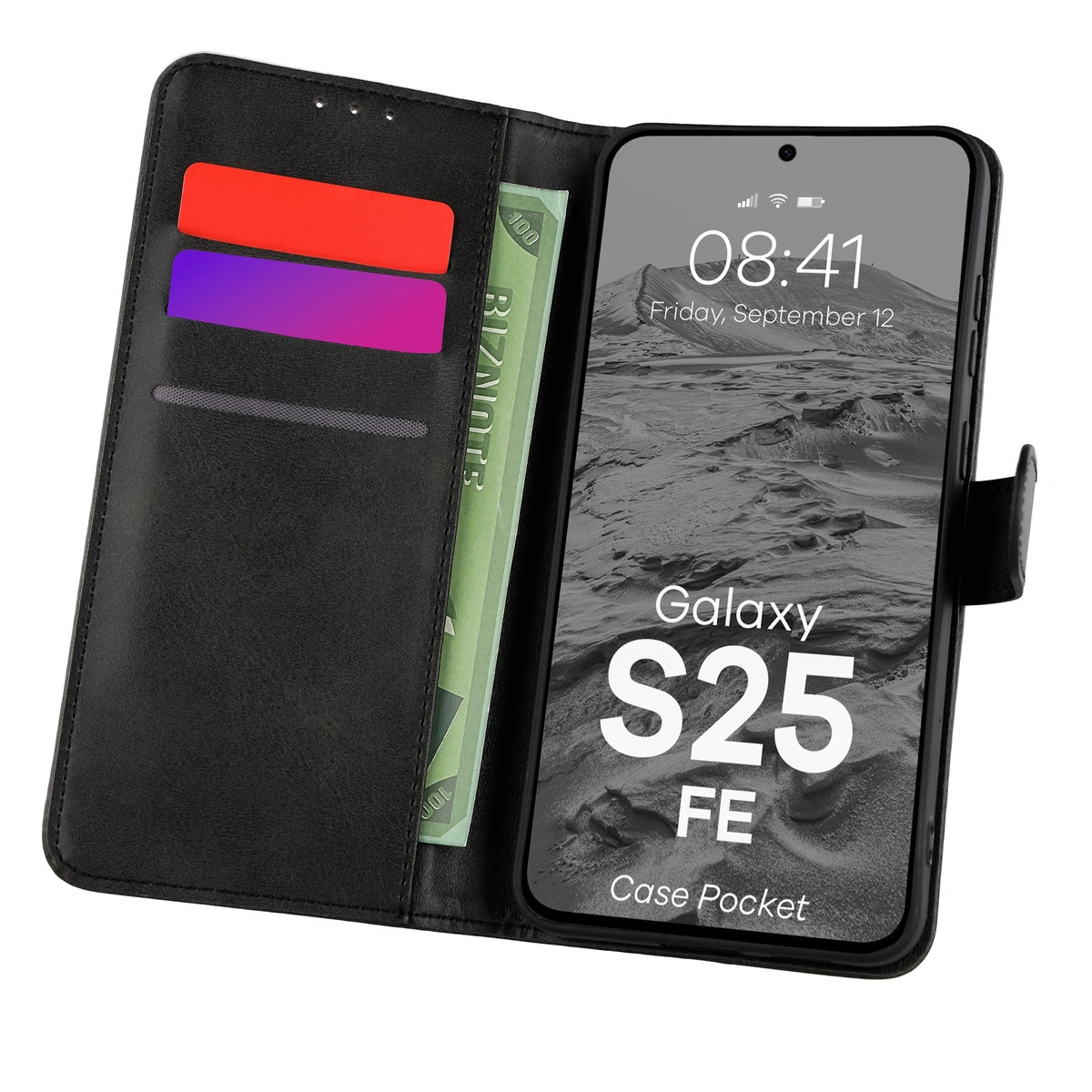 Etui z klapką z miejscem na karty Bizon Case Pocket do Samsung Galaxy S25 FE