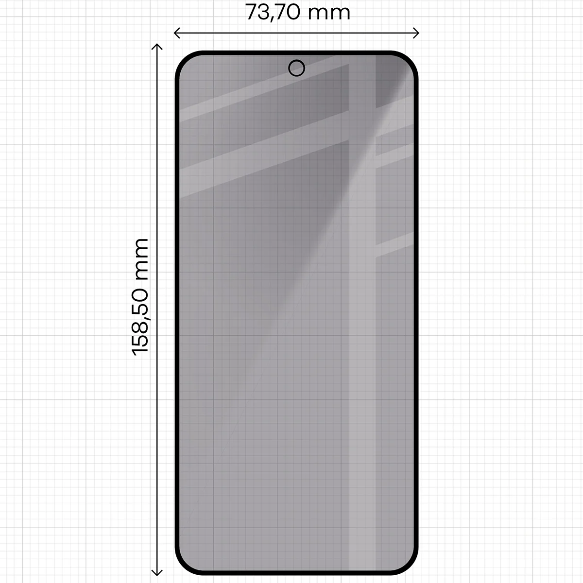 Glass dimensions on a ruler for Samsung Galaxy S25 FE