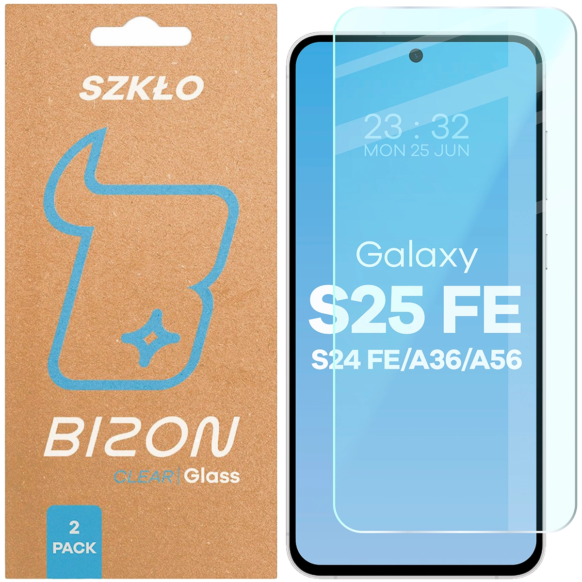 Szkło hartowane Bizon Glass Clear Duo do Samsung Galaxy S25 FE / Samsung Galaxy S24 FE / Samsung Galaxy A36 5G / Samsung Galaxy A56 5G