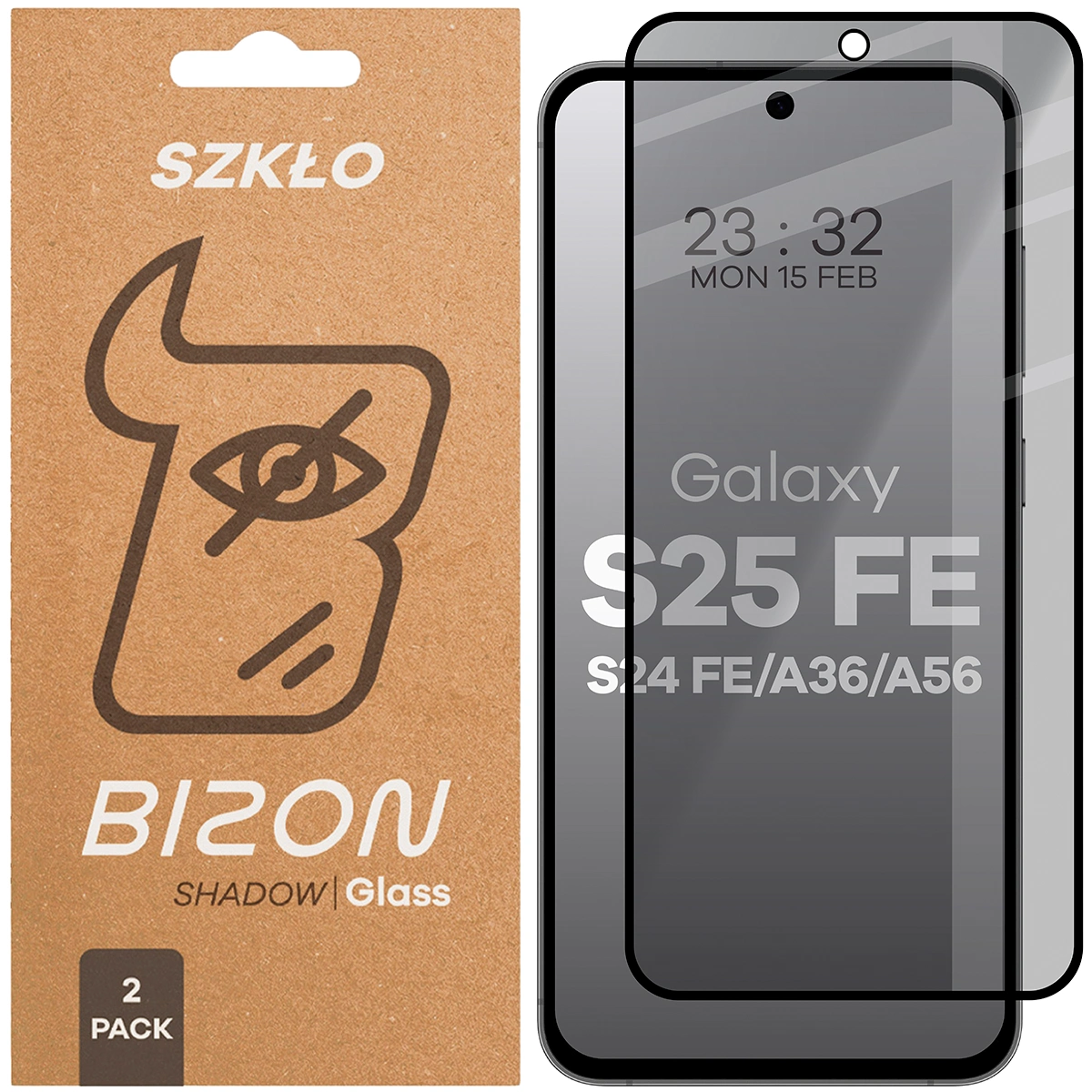 Szkło prywatyzujące Bizon Glass Edge Shadow Duo do Samsung Galaxy S25 FE / Samsung Galaxy S24 FE / Samsung Galaxy A36 5G / Samsung Galaxy A56 5G