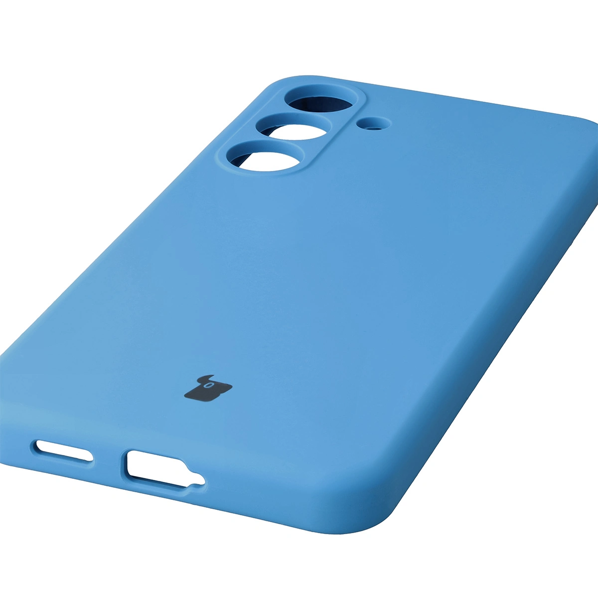 Zbliżenie na precyzyjne wycięcia i możliwość ładowania indukcyjnego w etui Bizon Soft Case do Samsung Galaxy S25 FE